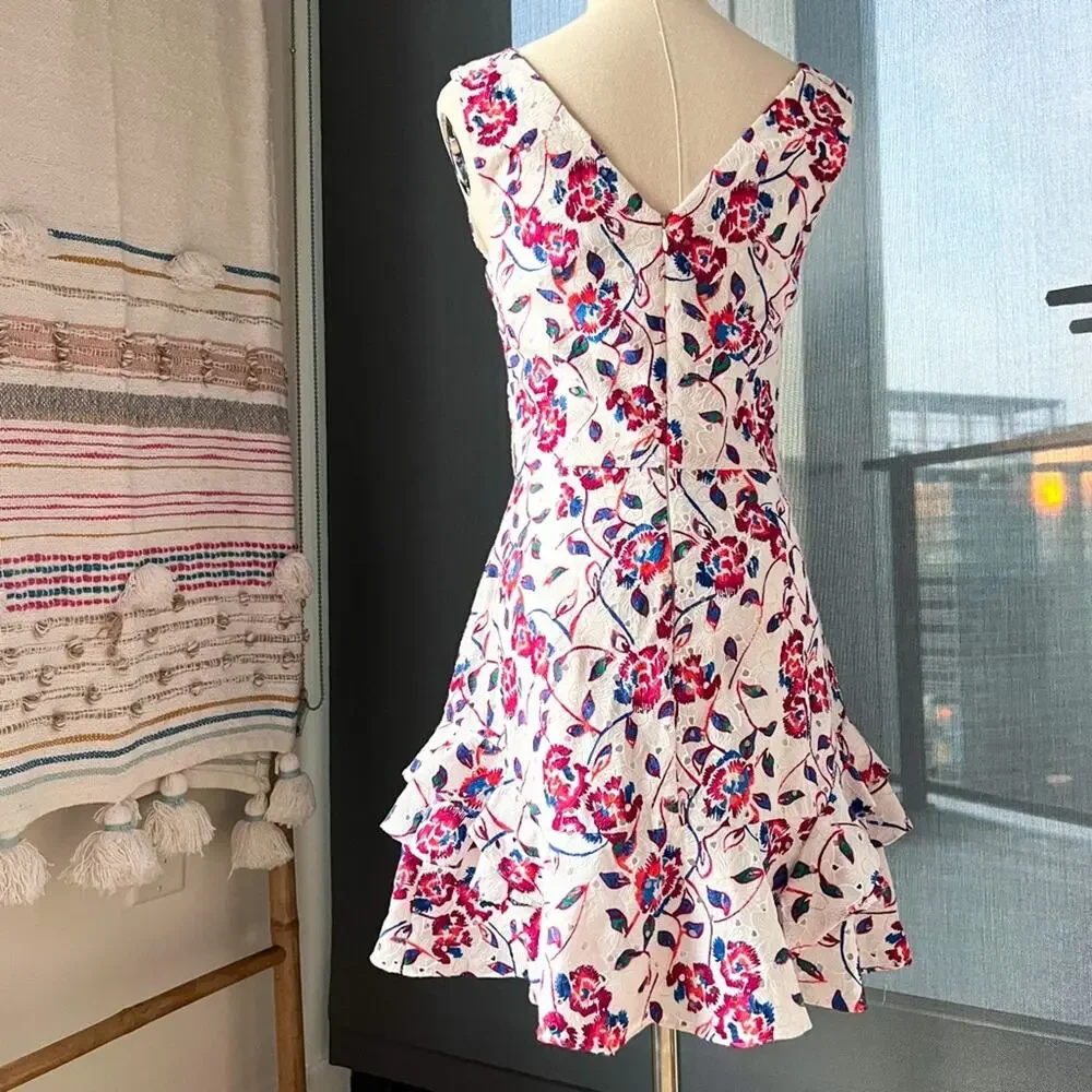 Tanya Taylor White Embroidered Sleeveless Mini Dress Women’s Size 2 - Picture 5 of 10